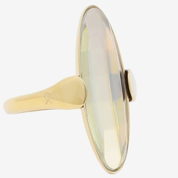 CALVIN KLIEN Continuity Slim Oval Faceted Yellow Glass Stone Ring size 7  NWT - Picture 6 of 7